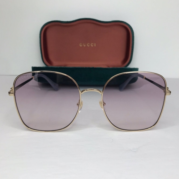 💯 Original GUCCI GG1143S 003This square Gucci sunglass comes in a gold frame - Picture 1 of 11